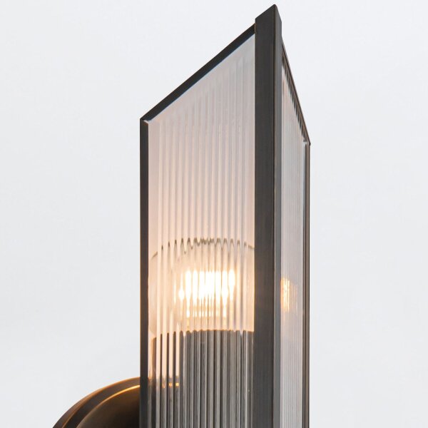 Wandleuchte Art Déco H: 38,4 cm 2x E27 Metall Glas