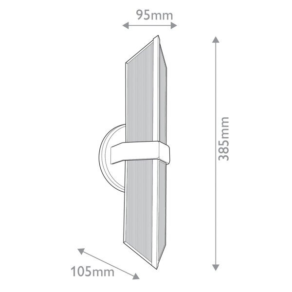 Wandleuchte Art Déco H: 38,4 cm 2x E27 Metall Glas