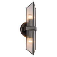 Wandleuchte Art D&eacute;co H: 38,4 cm 2x E27 Metall Glas