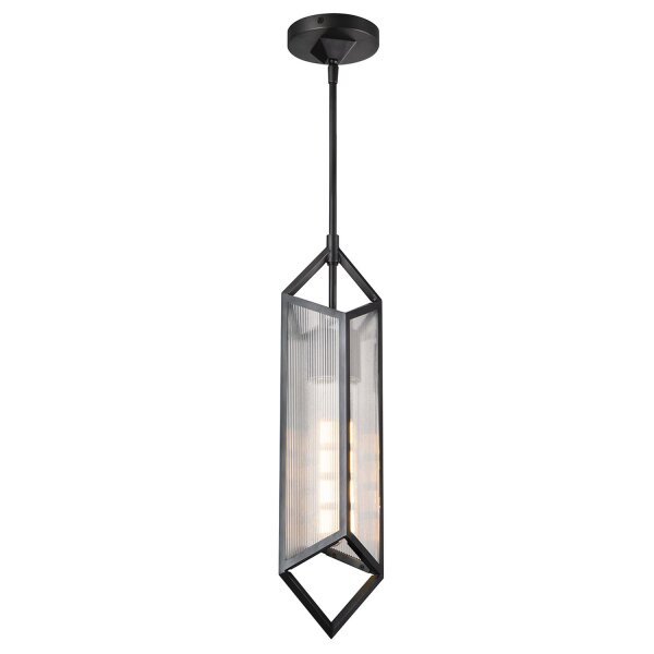 Pendelleuchte Art Déco Metall Riffelglas in Bronze Antik