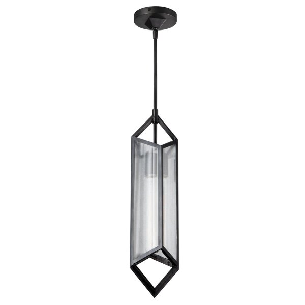 Pendelleuchte Art Déco Metall Riffelglas in Bronze Antik
