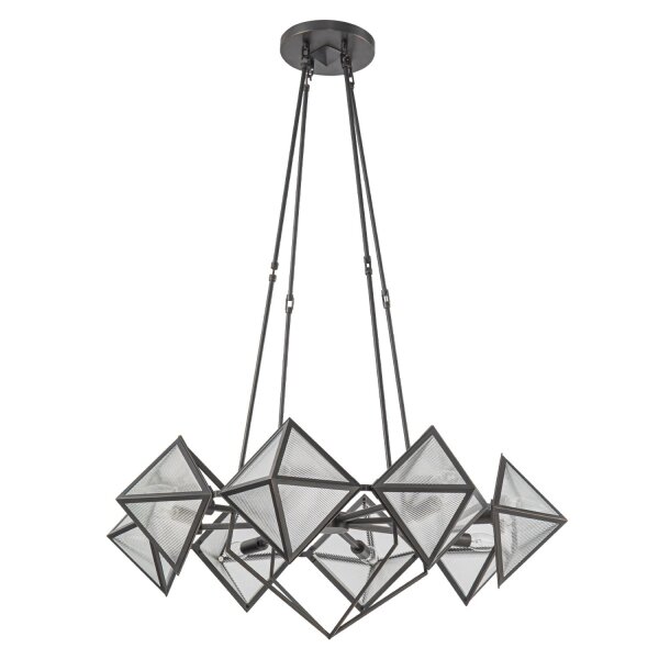 Hängelampe Art Déco B: 76,2 cm Metall Glas in Bronze Antik