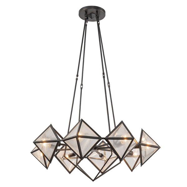 Hängelampe Art Déco B: 76,2 cm Metall Glas in Bronze Antik