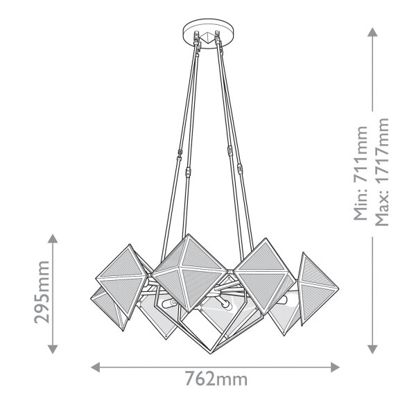 Hängeleuchte in Messing Antik B: 76,2 cm Metall Riffelglas