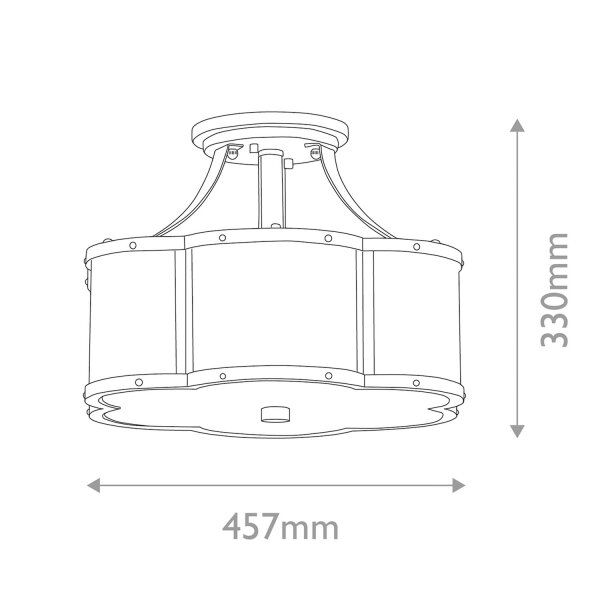 Deckenlampe Metall Glas 45,7 cm breit 3x E27 Vintage ARVID