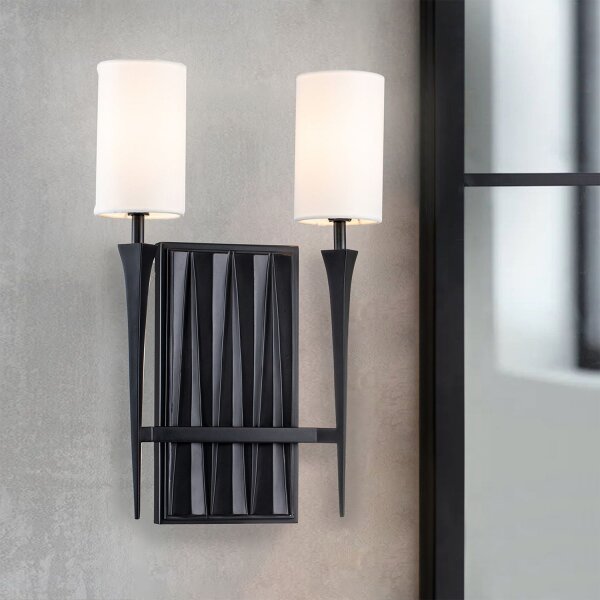 Wandlampe Schwarz Weiß 45,7 cm hoch Metall Stoff 2x E14
