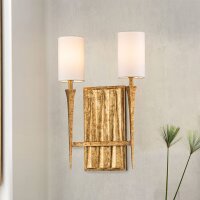 Wandlampe Metall Stoff 45,7 cm hoch 2x E14 Blattgold...
