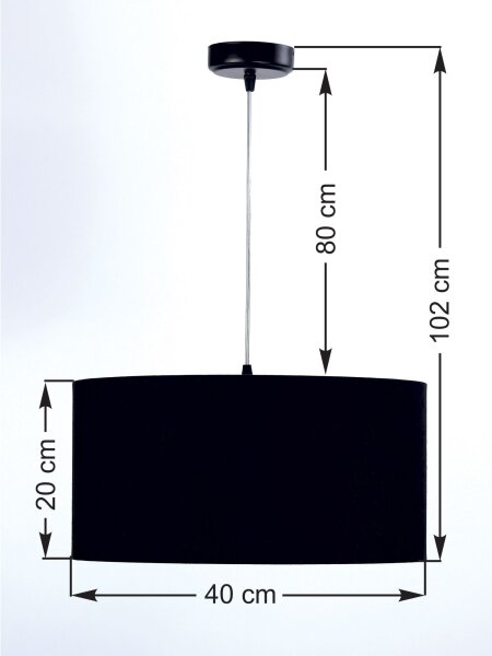 Lampe à suspendre tissu noir ronde table à manger rétro