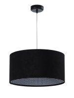 Lampe à suspendre tissu noir ronde table à...