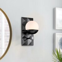 Wandlampe Bad Metall Glas 30,5 cm hoch IP44 Schwarz...