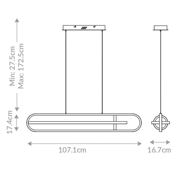 LED Hängeleuchte in Gold B: 107,1 cm 3000 K Metall Modern