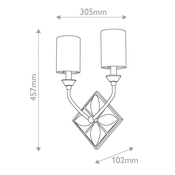 Badezimmerleuchte IP44 B: 45,7 cm 2-flammig E14 CASPAR
