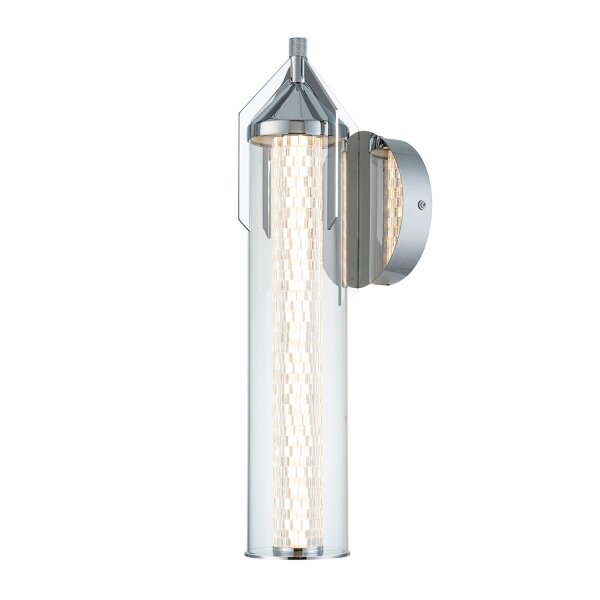 LED Wandlampe Bad Metall Glas IP44 H: 50,5 cm 3000 K Chrom