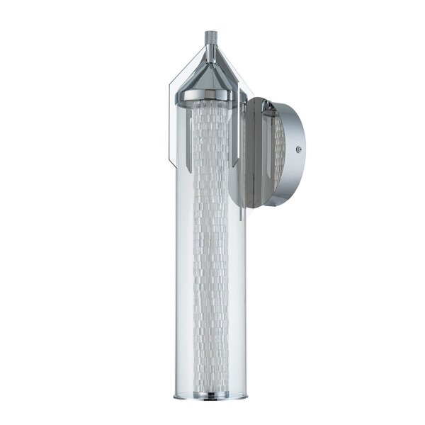 LED Wandlampe Bad Metall Glas IP44 H: 50,5 cm 3000 K Chrom