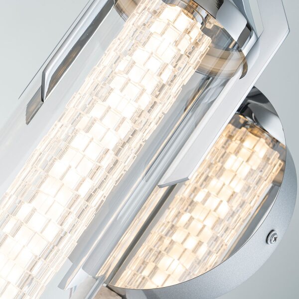 LED Wandlampe Bad Metall Glas IP44 H: 50,5 cm 3000 K Chrom