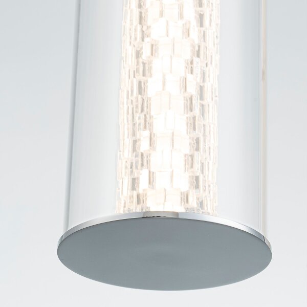 LED Wandlampe Bad Metall Glas IP44 H: 50,5 cm 3000 K Chrom