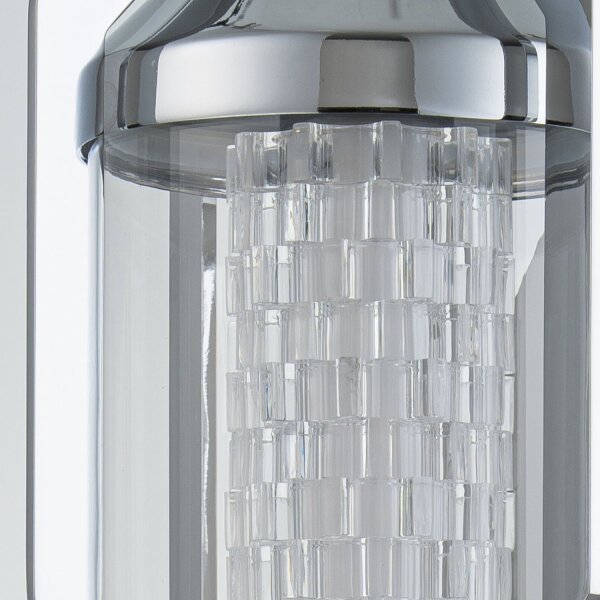 LED Wandlampe Bad Metall Glas IP44 H: 50,5 cm 3000 K Chrom