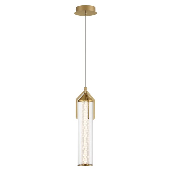 LED Hängeleuchte Metall Glas B: 15 cm schmal in Gold