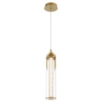 LED Hängeleuchte Metall Glas B: 15 cm schmal in Gold