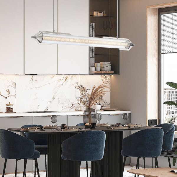 LED Hängelampe Glas Metall 3000 K 3329 lm Chrom poliert