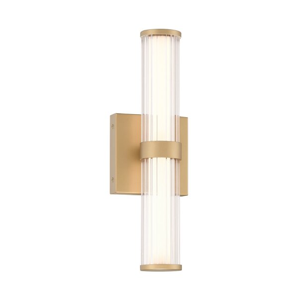 LED Wandleuchte Bad Metall Glas 35,5 cm hoch IP44 in Gold