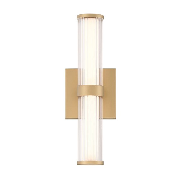 LED Wandleuchte Bad Metall Glas 35,5 cm hoch IP44 in Gold