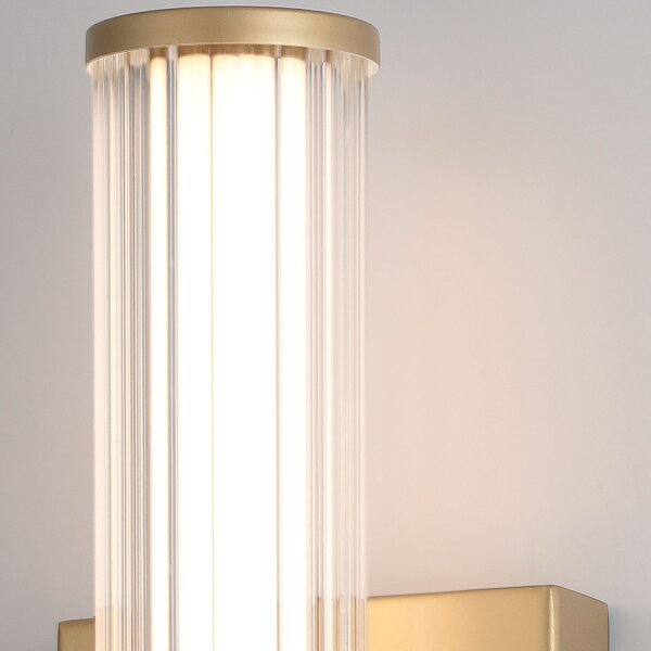 LED Wandleuchte Bad Metall Glas 35,5 cm hoch IP44 in Gold
