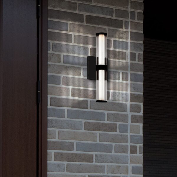 LED Wandleuchte Spiegel IP44 3000 K Glas Metall Schwarz