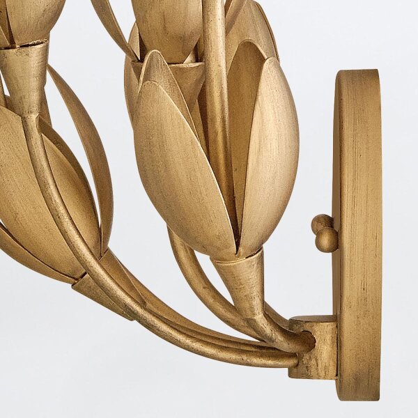 Wandlampe Metall H: 43,8 cm in Gold brüniert E14 Floral