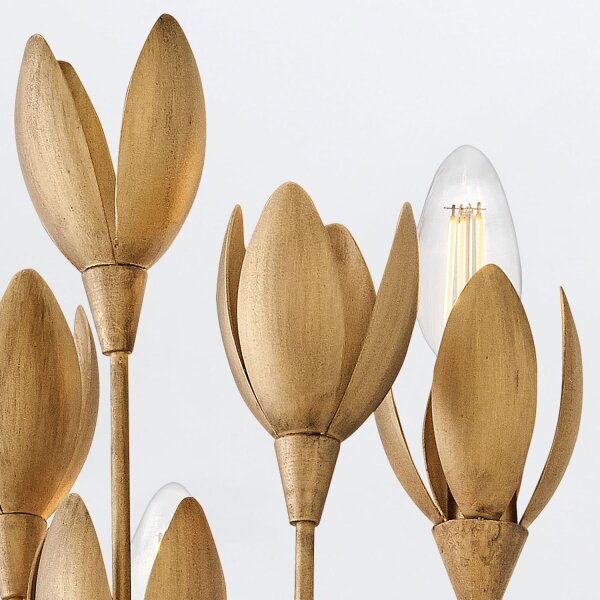 Wandlampe Metall H: 43,8 cm in Gold brüniert E14 Floral