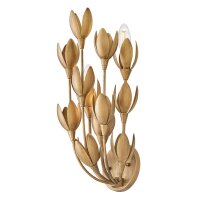 Wandlampe Metall H: 43,8 cm in Gold brüniert E14 Floral