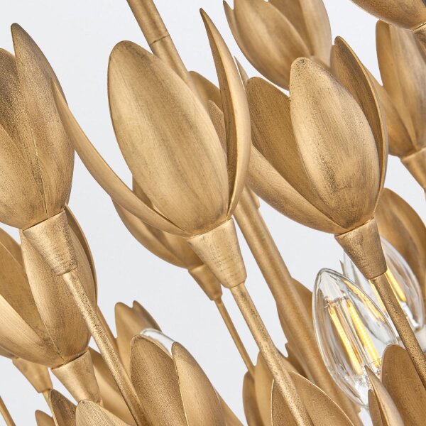 Hängelampe Metall B: 50,8 cm in Gold _Floral 3-flammig E14