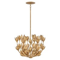 H&auml;ngelampe Metall B: 50,8 cm in Gold _Floral...