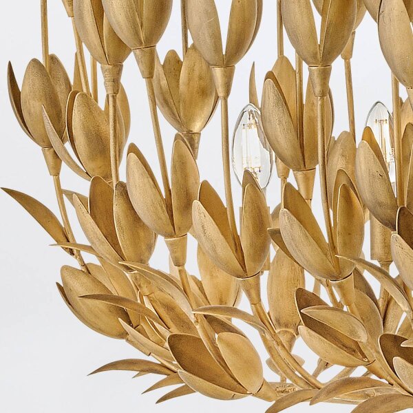 Hängeleuchte groß B: 152,4 cm in Gold Floral 10x E14