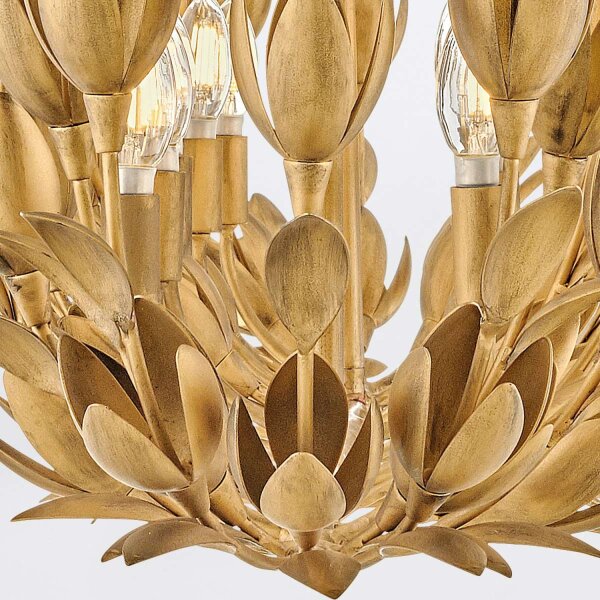 Hängeleuchte groß B: 152,4 cm in Gold Floral 10x E14