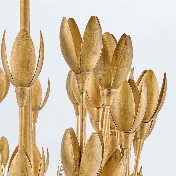 Hängeleuchte groß B: 152,4 cm in Gold Floral 10x E14