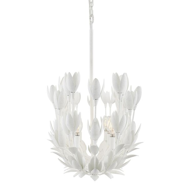 Hängelampe Weiß B: 152,4 cm groß verputzter Stahl Floral