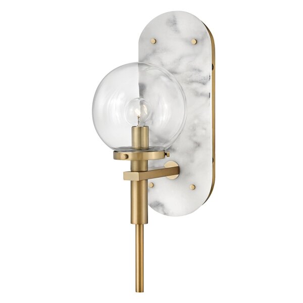 Badlampe Marmor Stahl Glas H: 41,4 cm in Messing Antik Weiß