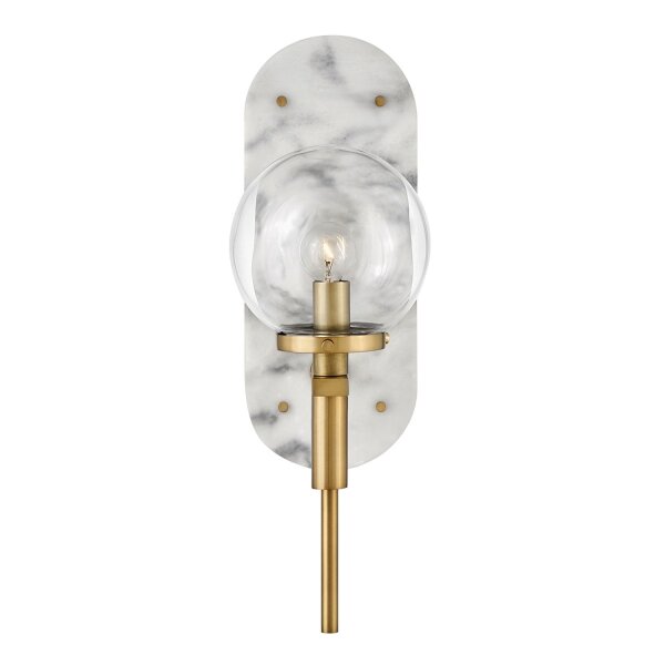 Badlampe Marmor Stahl Glas H: 41,4 cm in Messing Antik Weiß
