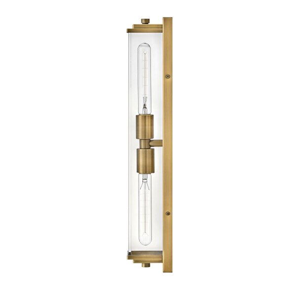 Wandleuchte in Messing Antik 56 cm hoch IP44 2x E27 Bad