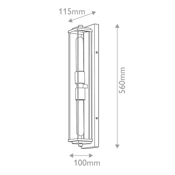 Wandleuchte in Messing Antik 56 cm hoch IP44 2x E27 Bad