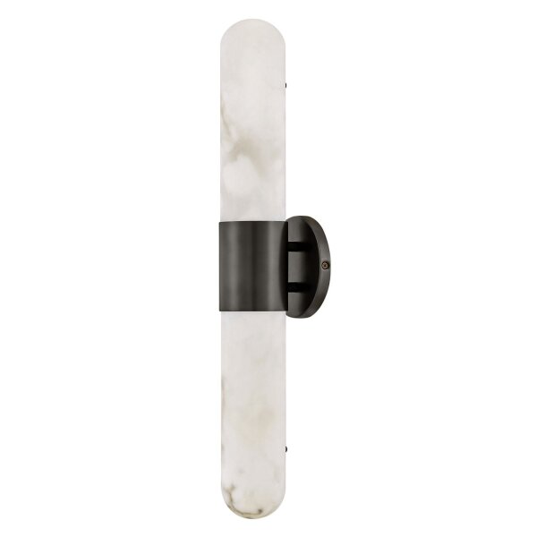 LED Wandleuchte Bad IP44 H: 61 cm Alu Glas Alabasteroptik