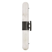 LED Wandleuchte Bad IP44 H: 61 cm Alu Glas Alabasteroptik