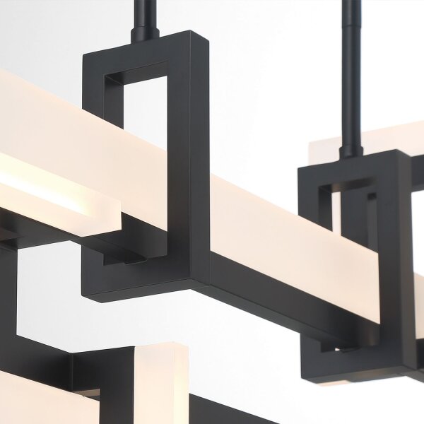 Moderne Pendelleuchte LED Schwarz Weiß B: 84 cm 3000 K