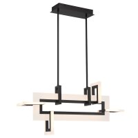 Moderne Pendelleuchte LED Schwarz Weiß B: 84 cm 3000 K