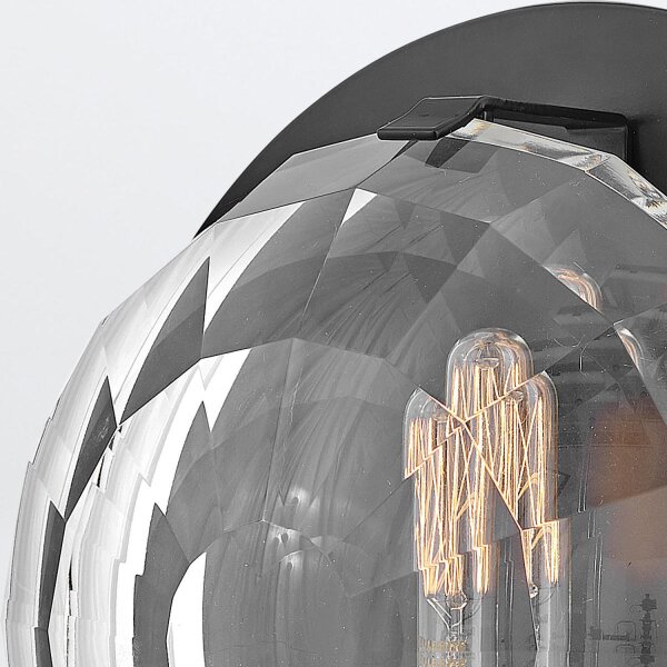 Wandleuchte Schwarz klein Ø 22 cm rund Metall Glas E14