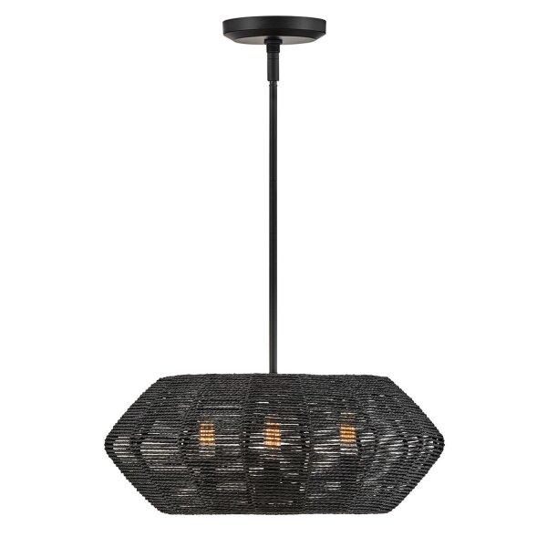 Hängelampe Korbschirm Rattan Ø 53,5 cm in Schwarz