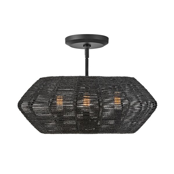 Hängelampe Korbschirm Rattan Ø 53,5 cm in Schwarz