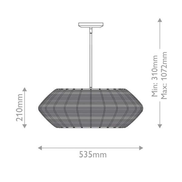 Hängelampe Korbschirm Rattan Ø 53,5 cm in Schwarz