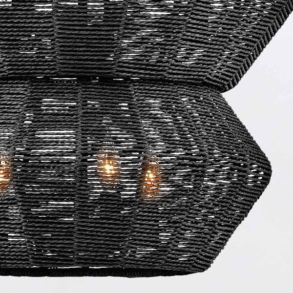 Große Hängelampe Schwarz Ø 71 cm Rattan Metall 10x E14